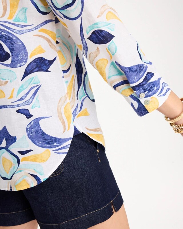 No Iron Linen Handpainted Print Shirt - image 4